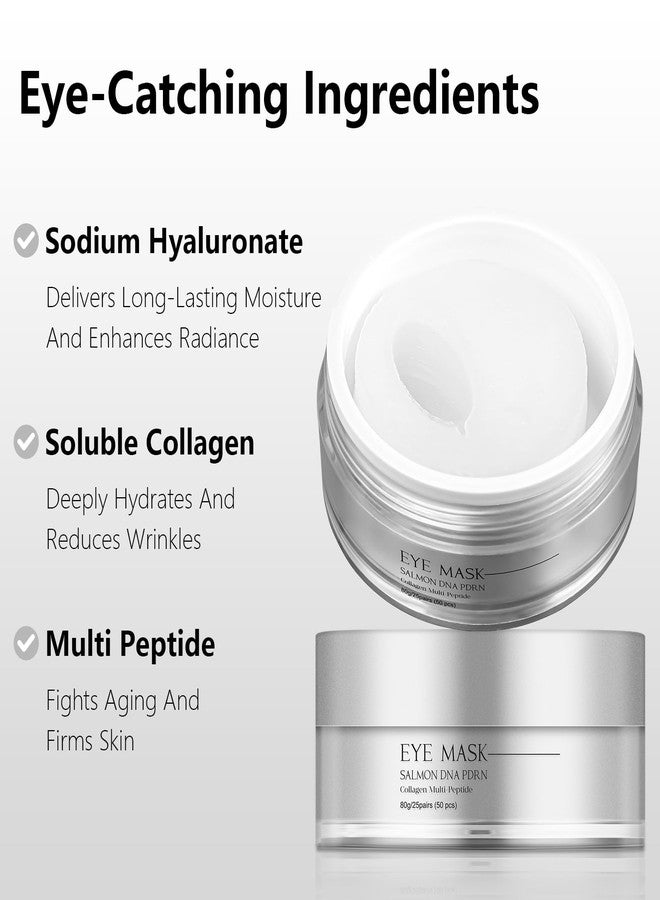 YAFUSIPE Salmon DNA PDRN Eye Patches for Dark Circles & Puffiness 50 Patches Collagen Multi Peptide Under Eye Masks for Wrinkles Hydrating 360° Eye Treatment Pads, Anti-Aging Travel Skincare for Women - Image 5